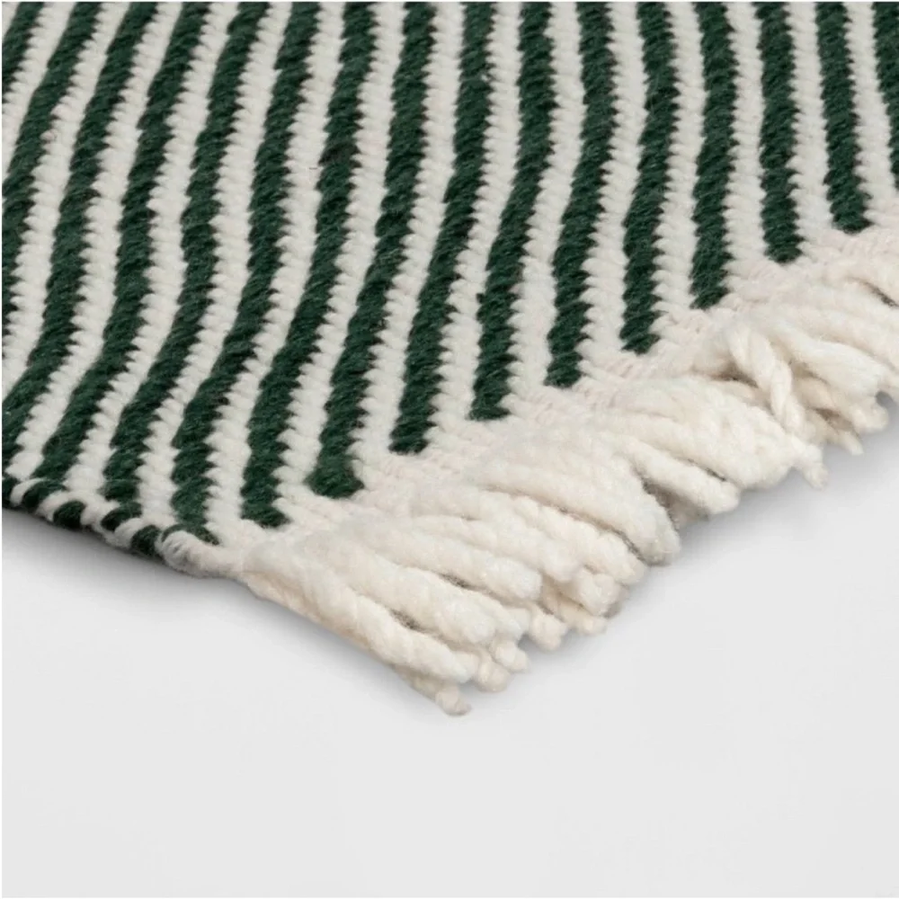 NWT Threshold Dark Green and Cream Striped Rug